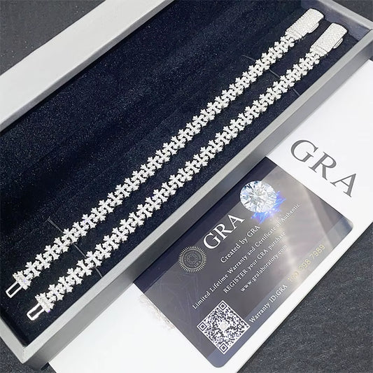 925 Silver Moissanite High-End Diamond Iced Out Chains Bracelet Women'S Necklace with GRA Certificate Moissanite Pure Silver 
