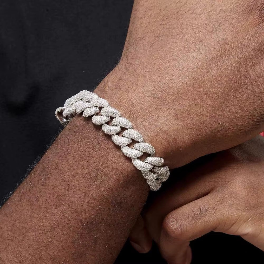 14Mm Cuban Chain Bracelet AAA Iced Out Cubic Zirconia Bracelets for Women Luxury Hiphop Jewelry Drop Shipping