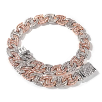 17MM Heavy Miami Baguettecz Zircon Necklaces for Men Iced Cuban Link Chain AAA CZ Prong Setting Necklaces Hip Hop Jewelry