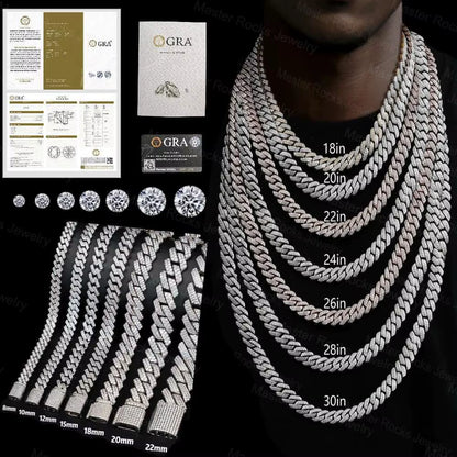 Hiphop Necklace 20Mm 925 Sterling Silver Iced Out Buss down Gold Plated Heavy Miami Moissanite Cuban Chain