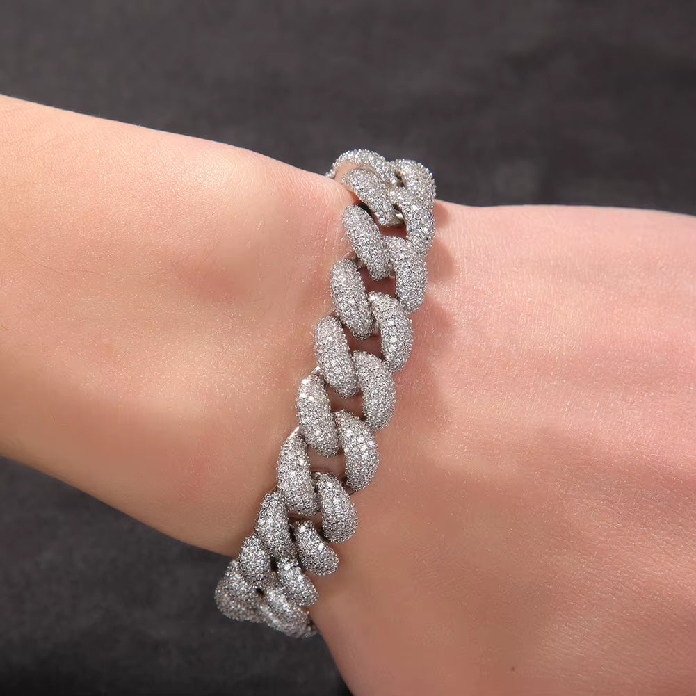 14Mm Cuban Chain Bracelet AAA Iced Out Cubic Zirconia Bracelets for Women Luxury Hiphop Jewelry Drop Shipping