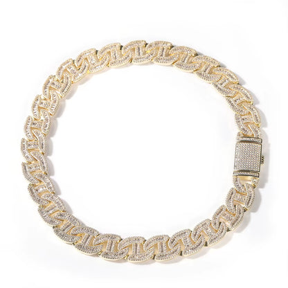 17MM Heavy Miami Baguettecz Zircon Necklaces for Men Iced Cuban Link Chain AAA CZ Prong Setting Necklaces Hip Hop Jewelry