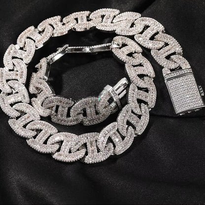 17MM Heavy Miami Baguettecz Zircon Necklaces for Men Iced Cuban Link Chain AAA CZ Prong Setting Necklaces Hip Hop Jewelry