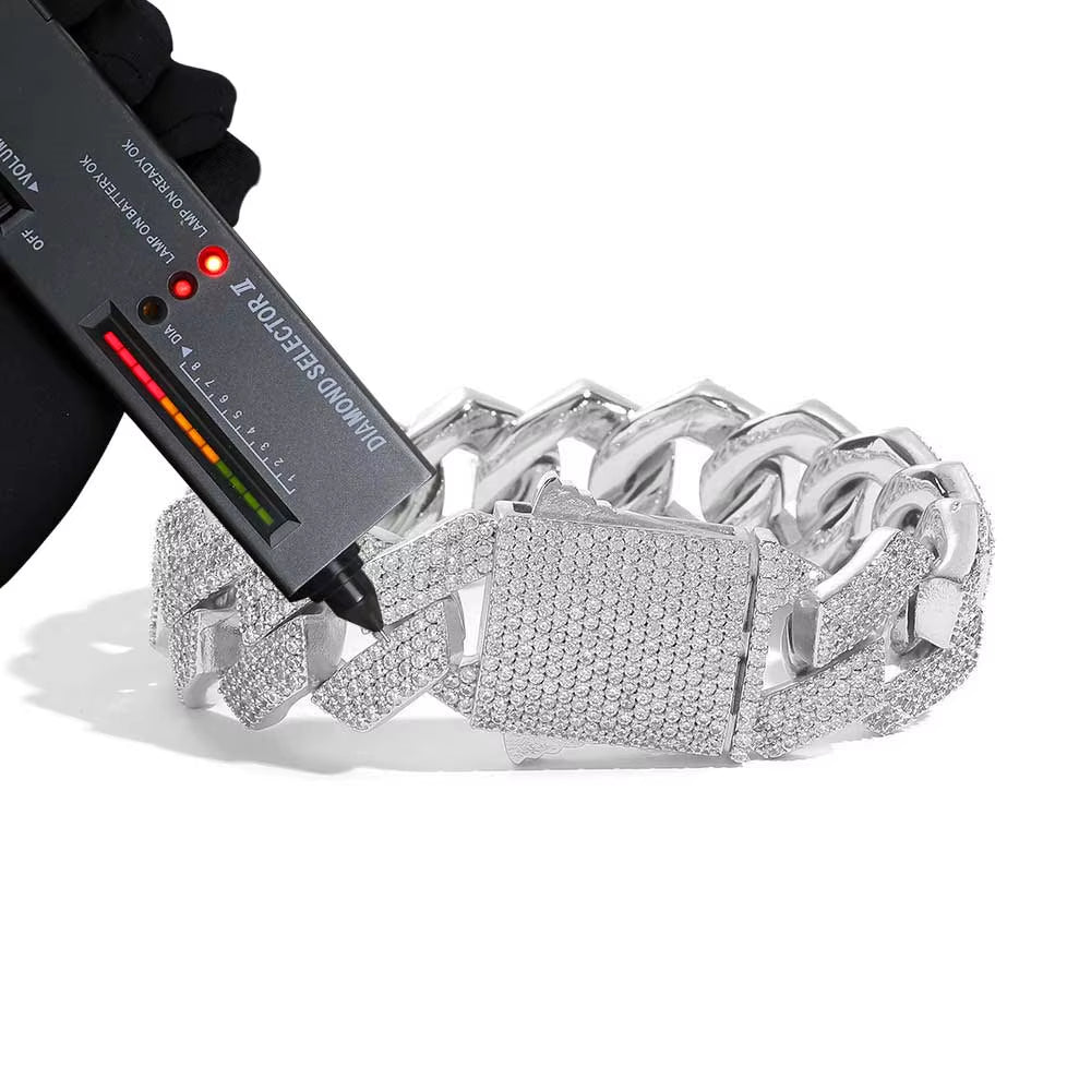 Hip Hop Jewelry VVS Cuban Link Chain 1/2/3 Rows 8/10/14/15/18/19/20/25Mm 925Sterling Silver D Moissanite Miami Cuban Necklace