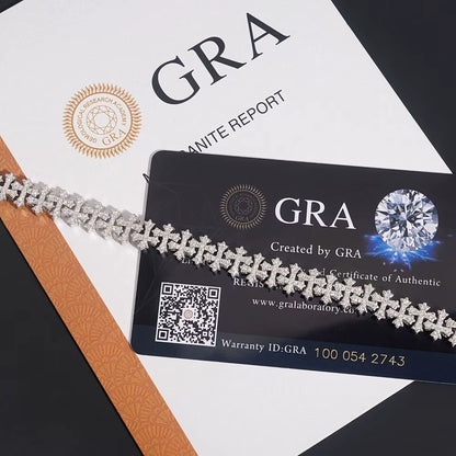 925 Silver Moissanite High-End Diamond Iced Out Chains Bracelet Women'S Necklace with GRA Certificate Moissanite Pure Silver ﻿