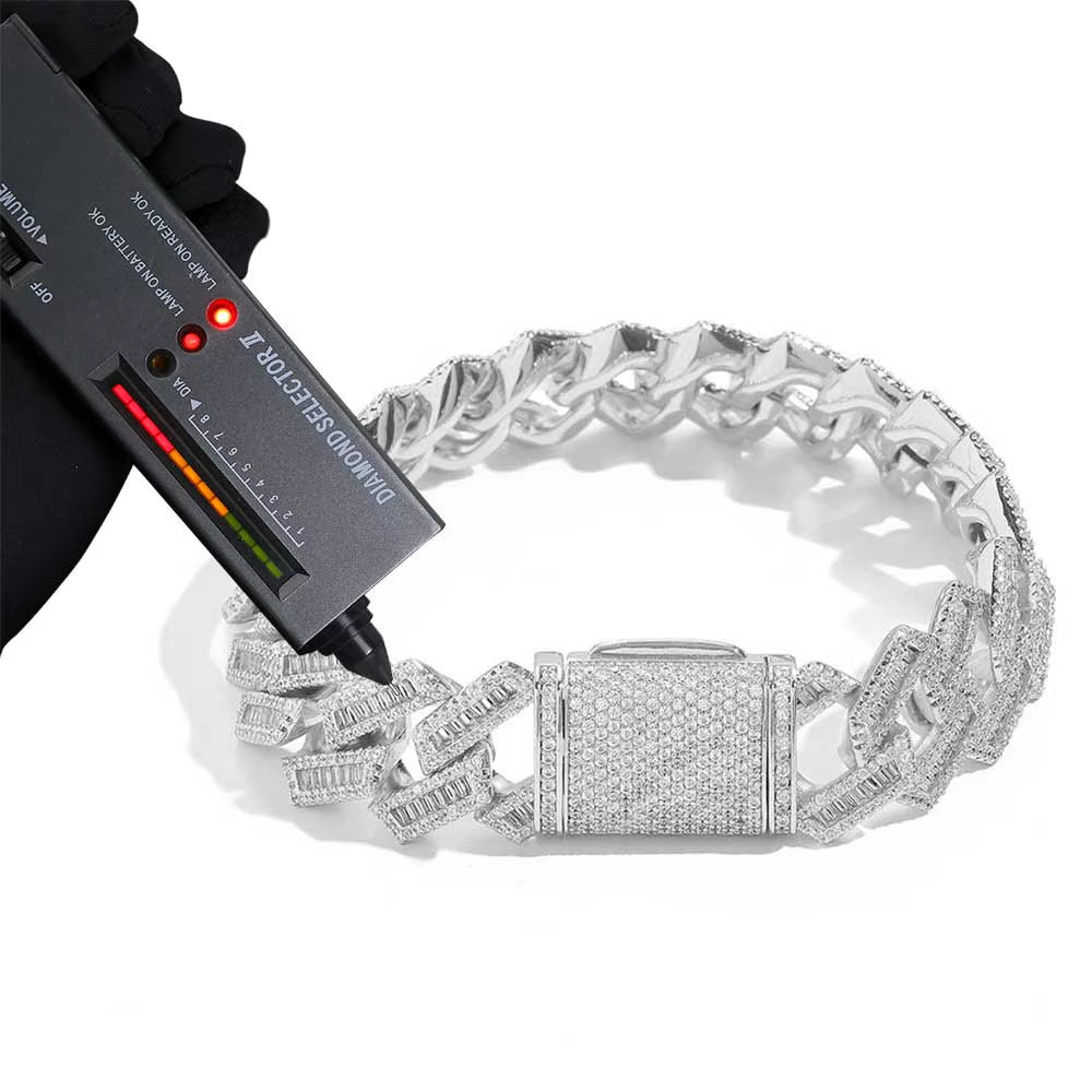 Hip Hop Jewelry VVS Cuban Link Chain 1/2/3 Rows 8/10/14/15/18/19/20/25Mm 925Sterling Silver D Moissanite Miami Cuban Necklace